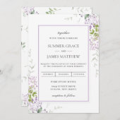 Elegant Soft Lila Paars Floral Greenery Wedding  Kaart (Voorkant / Achterkant)