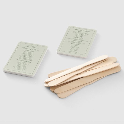 Elegant Soft Mint Sage Green Wedding Programme Handwaaier (Niet-gemonteerd)