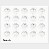 Elegant Soft Pastel Blue Green Foliage Weddenschap Ronde Sticker (Vel)