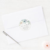 Elegant Soft Pastel Blue Green Foliage Weddenschap Ronde Sticker (Envelop)