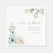 Elegant Soft Pastel Blue Green Foliage Weddenschap Servet (Voorkant)