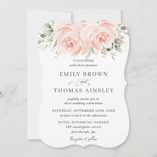 Elegant Soft Pastel Blush Floral Rozen Weddenschap Kaart (Voorkant)
