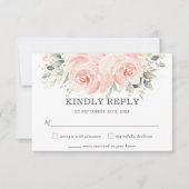 Elegant Soft Pastel Blush Floral Rozen Weddenschap RSVP Kaartje (Voorkant)