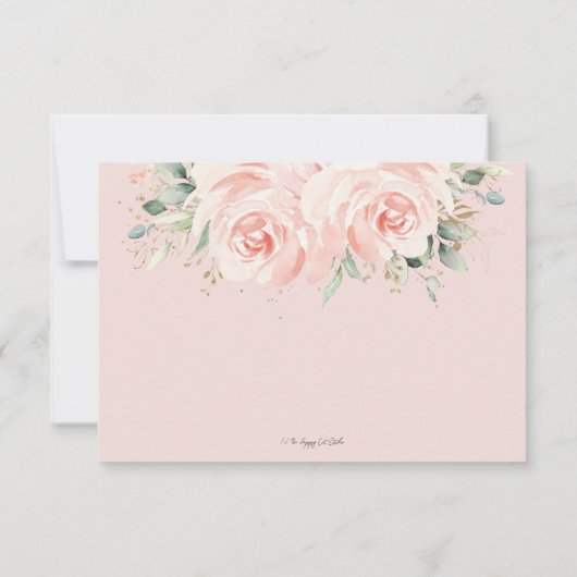 Elegant Soft Pastel Blush Floral Rozen Weddenschap RSVP Kaartje (Achterkant)