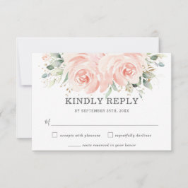 Elegant Soft Pastel Blush Floral Rozen Weddenschap RSVP Kaartje