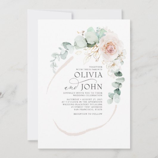 Elegant Soft Pastel Flowers Boho Botanical Wedding Kaart (Voorkant)
