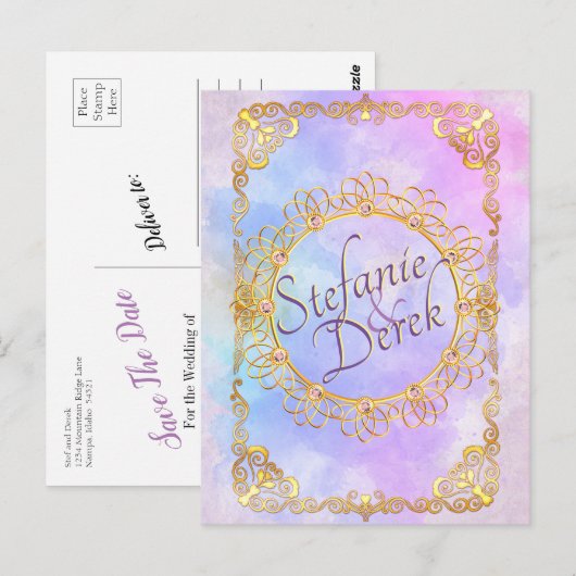 Elegant Soft Pastel & Gold Briefkaart (Voorkant / Achterkant)