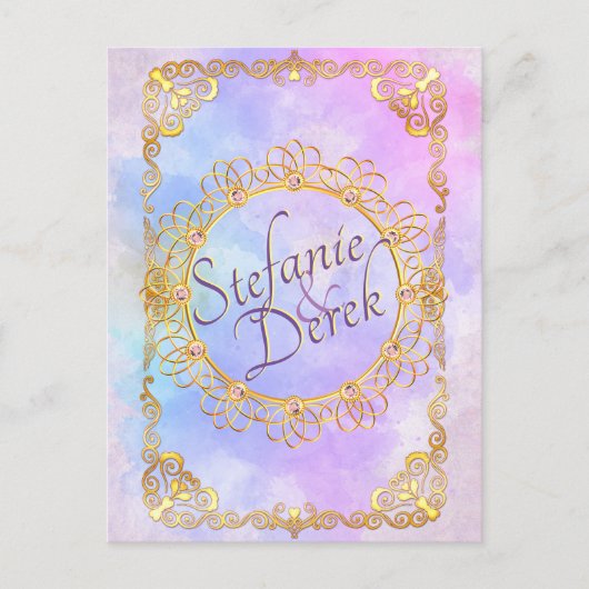 Elegant Soft Pastel & Gold Briefkaart (Voorkant)