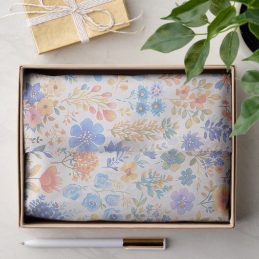 Elegant Soft Pastel Watercolor Botanical Tissuepapier