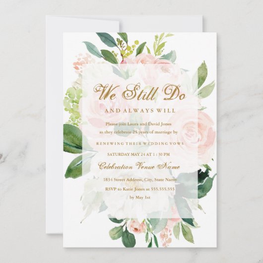 Elegant Soft Peach Bloom Vow Renewal Jubileum Kaart (Voorkant)
