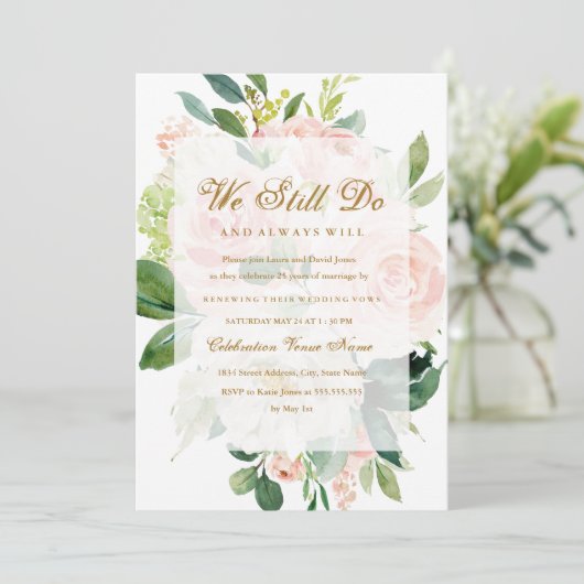 Elegant Soft Peach Bloom Vow Renewal Jubileum Kaart (Staand voorkant)