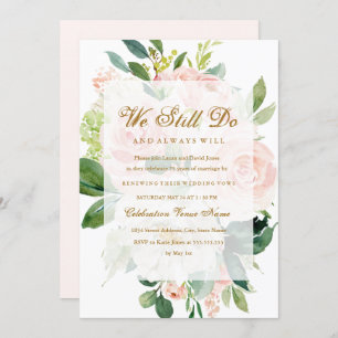 Elegant Soft Peach Bloom Vow Renewal Jubileum Kaart
