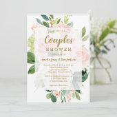Elegant Soft Peach Bloom Wedding Couples Shower Kaart (Staand voorkant)