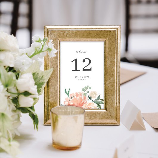 Elegant Soft Peach Watercolor Floral Wedding Kaart