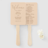 Elegant Soft Perzik Script Trouwprogramma Handwaaier (Voorkant en achterkant)