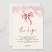 Elegant Soft Pink Bow Quinceanera Bedankkaart (Voorkant)