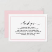 Elegant Soft Pink Calligraphy Funeral Hartelijk da Bedankkaart (Voorkant / Achterkant)