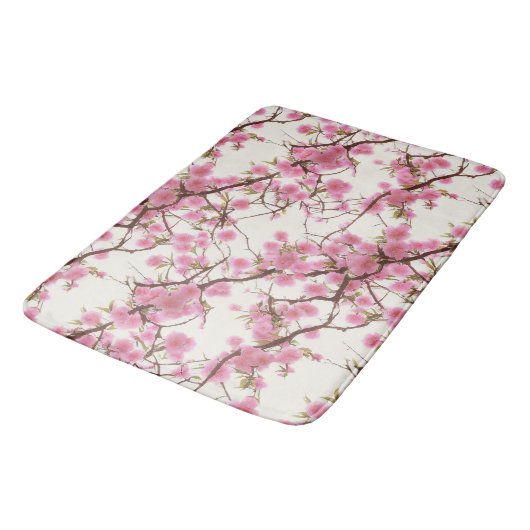 Elegant Soft Pink Cherry Blossom Florals Badmat (Gekanteld)