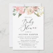 Elegant Soft Pink Floral Baby shower Kaart (Voorkant)