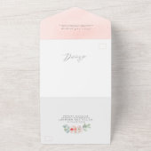 Elegant Soft Pink Flowers Boho Wedding All In One Uitnodiging (Buitenkant)