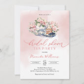 Elegant Soft Pink Roses Bridal Shower Tea Party Kaart (Voorkant)