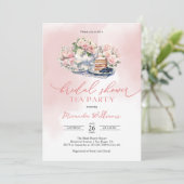 Elegant Soft Pink Roses Bridal Shower Tea Party Kaart (Staand voorkant)
