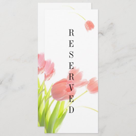Elegant Soft Pink Tulips Reserved Sign Menu (Voorkant / Achterkant)