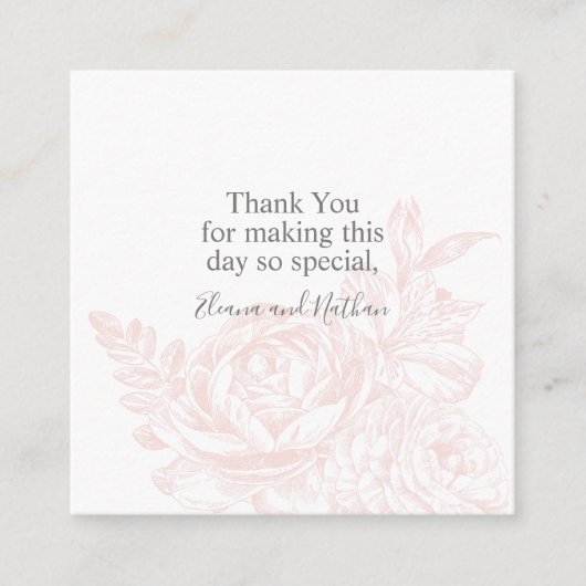 Elegant Soft Pink White Floral Wedding Thank You Informatiekaartje (Voorkant)