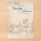 Elegant Soft Romantic Botanical Script Wedding  Acryl Uitnodigingen (Voorkant)
