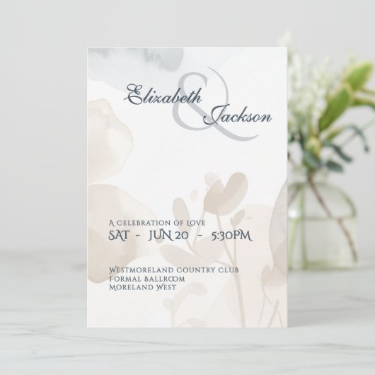 Elegant Soft Romantic Botanical Script Wedding  Kaart (Staand voorkant)