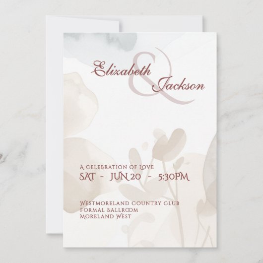 Elegant Soft Romantic Botanical Script Wedding  Kaart (Voorkant)