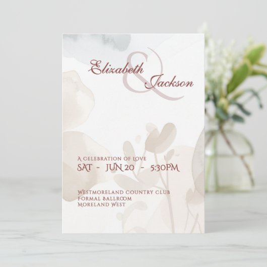 Elegant Soft Romantic Botanical Script Wedding  Kaart (Staand voorkant)