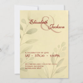 Elegant Soft Romantic Botanical Script Wedding  Kaart