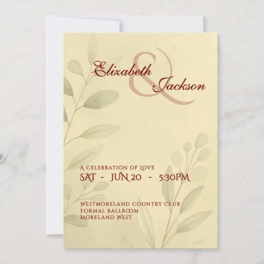 Elegant Soft Romantic Botanical Script Wedding  Kaart (Voorkant)