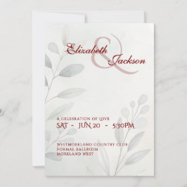 Elegant Soft Romantic Botanical Script Wedding Kaart
