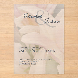 Elegant Soft Romantic Floral Lily Script Wedding Acryl Uitnodigingen
