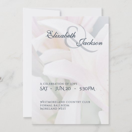 Elegant Soft Romantic Floral Lily Script Wedding Kaart (Voorkant)