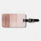 ELEGANT SOFT ROOS GOLD BLUSH PINK COPPER STRIPS BAGAGELABEL (Voorkant horizontaal)