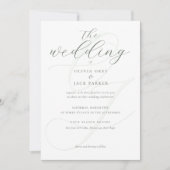 Elegant Soft Sage Green Calligraphy Wedding Kaart (Voorkant)