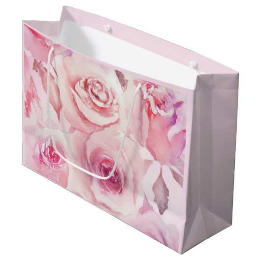 Elegant Soft Subtle Floral Blush Pink Rose Groot Cadeauzakje (Voorkant Gekanteld)