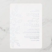 Elegant Soft Violet Minimal Silver Leaf Wedding Folie Uitnodiging (Voorkant)