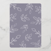 Elegant Soft Violet Minimal Silver Leaf Wedding Folie Uitnodiging (Achterkant)
