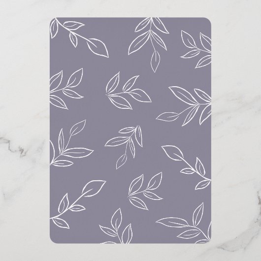 Elegant Soft Violet Minimal Silver Leaf Wedding Folie Uitnodiging (Achterkant)