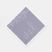 Elegant Soft Violet Minimalist Leaves Wedding Servet (Hoek)
