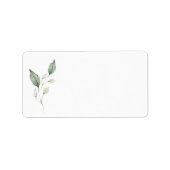 Elegant Soft Waterverf Green Leaves Wedding Etiket (Voorkant)
