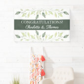 Elegant Soft Waterverf Green Leaves Wedding Spandoek (Insitu)