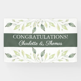 Elegant Soft Waterverf Green Leaves Wedding Spandoek