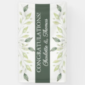 Elegant Soft Waterverf Green Leaves Wedding Spandoek (Verticaal)