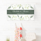 Elegant Soft Waterverf Green Leaves Wedding Spandoek (Insitu)