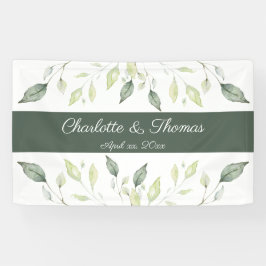 Elegant Soft Waterverf Green Leaves Wedding Spandoek